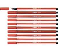 STABILO Pen 68 - Premium Fibre-Tip Pen - Pack of 10 - Light Red