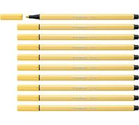 STABILO Pen 68 - Premium Fibre-Tip Pen - Pack of 10 - Light Yellow