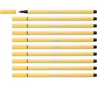 STABILO Pen 68 - Premium Fibre-Tip Pen - Pack of 10 - Light Yellow