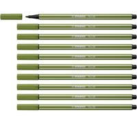 STABILO Pen 68 - Premium Fibre-Tip Pen - Pack of 10 - Moss Green
