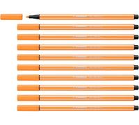 STABILO Pen 68 - Premium Fibre-Tip Pen - Pack of 10 - Neon Orange