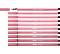 STABILO Pen 68 - Premium Fibre-Tip Pen - Pack of 10 - Neon Red
