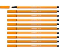 STABILO Pen 68 - Premium Fibre-Tip Pen - Pack of 10 - Orange