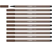 STABILO Pen 68 - Premium Fibre-Tip Pen - Pack of 10 - Umber