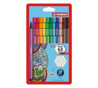STABILO Pen 68 - Premium Fibre-Tip Pen - Pack of 12 - Assorted Colours