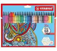 STABILO Pen 68 - Premium Fibre-Tip Pen - Pack of 30 - Assorted Colours