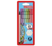 Premium Fibre-Tip Pen - STABILO Pen 68 - Pack of 8 - Assorted Colours