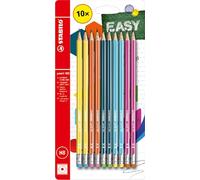 STABILO Easy Hexagonal Graphite Pencils 160 with Eraser - HB - Blister of 10