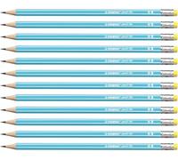 STABILO pencil 160 - Hexagonal Graphite Pencil with Eraser - Pack of 12 - Blue - Degree HB