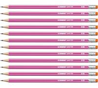 STABILO pencil 160 - Hexagonal Graphite Pencil with Eraser - Pack of 12 - Pink - Degree HB