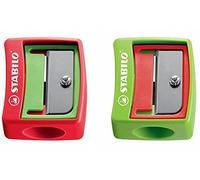 Stabilo Pencil Sharpener for Extra-Thick Pencils - Plastic - 5 Assorted Colours rot/hellgrün