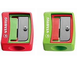 Stabilo Pencil Sharpener for Extra-Thick Pencils - Plastic - 5 Assorted Colours rot/hellgrün