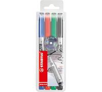 STABILO Permanent Marker Pen Write-4-all - Fine - Pack of 4 - Blue, Red, Green, Black