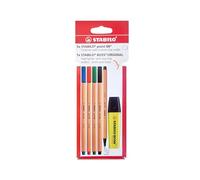 STABILO point 88 and BOSS ORIGINAL - Fineliner & Highlighter - Pack of 6 - Assorted Colours