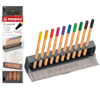 STABILO Fineliner point 88 Click Set - Pack of 10 - Assorted Colours