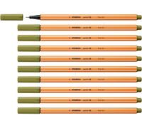 STABILO point 88 - Fineliner - Pack of 10 - Mud Green