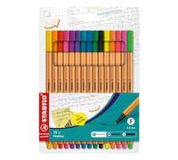 STABILO point 88 - Fineliner - Pack of 15 - Assorted Colours including 5 Neon Colours