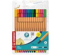 STABILO point 88 - Fineliner - Pack of 15 - Assorted Colours including 5 Neon Colours