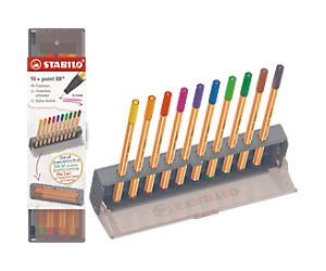 STABILO point 88 Fineliner Pen Needlepoint Assorted 8810-5 Pack of 10