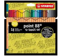 STABILO Point 88 Fineliner Pens Pack of 24 Snooze One Edition with 24 Assorted Colours