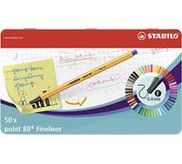 STABILO point 88 - Fineliner - Tin of 50 - Assorted Colours