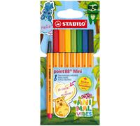 STABILO Point 88 Mini Animal Vibes - Fineliner - Pack of 8 - Assorted Colours