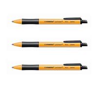 STABILO Point Ball Retractable Ballpoint Pens 0.5 mm Line Pack of 3 Blackaa