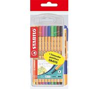 STABILO Point Fineliner 88 Pack of 10 Standard Colours Promo Pack Including 1 Point Visco Blue