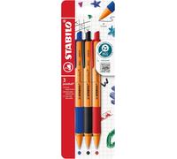 STABILO pointball - Ballpoint Pen - Pack of 3 - Blue, Black, Red