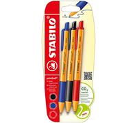 STABILO pointball - Ballpoint Pen - Pack of 3 - Blue, Black, Red