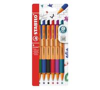 STABILO pointball - Ballpoint Pen - Pack of 6 - Red, Blue, Black, Green, Turquoise, Lilac