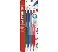 STABILO pointball colorful 6033/4 Retractable Ballpoint Pen Assorted Medium Ballpoint Refillable Pack of 4