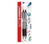 STABILO pointball colorful - Ballpoint Pen - Pack of 2 - Dark Grey with Black Ink