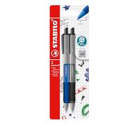 STABILO pointball colorful - Ballpoint Pen - Pack of 2 - Ultramarine and Dark Grey