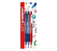 STABILO pointball colorful - Ballpoint Pen - Pack of 3 - Ultramarine, Dark Grey and Rust Red