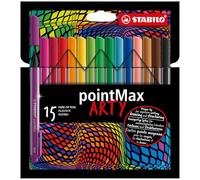 STABILO pointMax - Nylon-Tip Sign Pen - ARTY - Pack of 15 - Assorted Colours