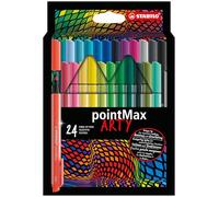 STABILO pointMax - Nylon-Tip Sign Pen - ARTY - Pack of 24 - Assorted Colours
