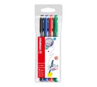 Stabilo Pointmax Nylon Tip Writing Pen 0.4Mm Line Black/Blue/Red/Green Pack 4 48
