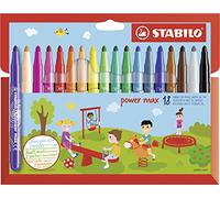 STABILO power max - Extra-Thick Fibre-Tip Pen - Pack of 18 - Assorted Colours