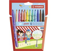STABILO power - Medium Fibre-Tip Pen - Pack of 12 - Assorted Colours