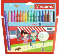 STABILO power - Medium Fibre-Tip Pen | Pack of 18 - Assorted Colours