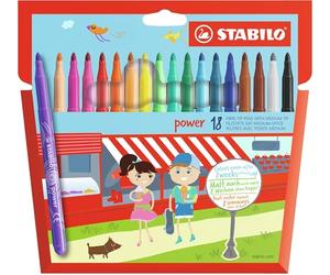 STABILO power - Medium Fibre-Tip Pen | Pack of 18 - Assorted Colours