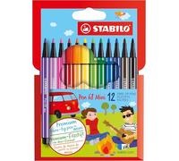 STABILO Premium Felt Tip Pen Pen 68 Mini - Wallet of 12 - Assorted Colours
