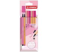 STABILO Premium Felt Tip Pens & Fineliner Pen 68 Point 88 - Shades of Pink - Pack of 8