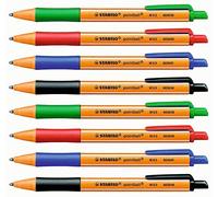 STABILO Stabilo Pointball Retractable Ballpoint Pen, Single Pens 2 x Black, 2 x Blue, 2 x Green, 2 x Red
