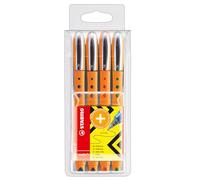 Rollerball - STABILO worker+ Fine - Wallet of 4 - Assorted Colours Fine green, r