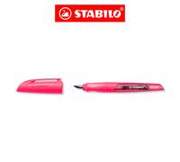 STABILO EASYbuddy NEON - Ergonomic School Fountain Pen - M-Nib (Medium) - Right-Handed - Single Pack of 1 - Neon Pink including Blue Ink Cartridge