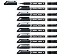 STABILO SENSOR fine - Fineliner with Cushioned F-Tip - Pack of 10 - Black