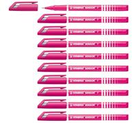 STABILO SENSOR fine - Fineliner with Cushioned F-Tip - Pack of 10 - Pink