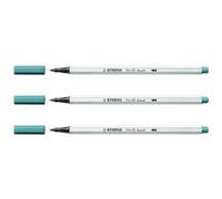 STABILO Set of 3 Pen 68 Brush Tip Pens Turquoise Blueaa